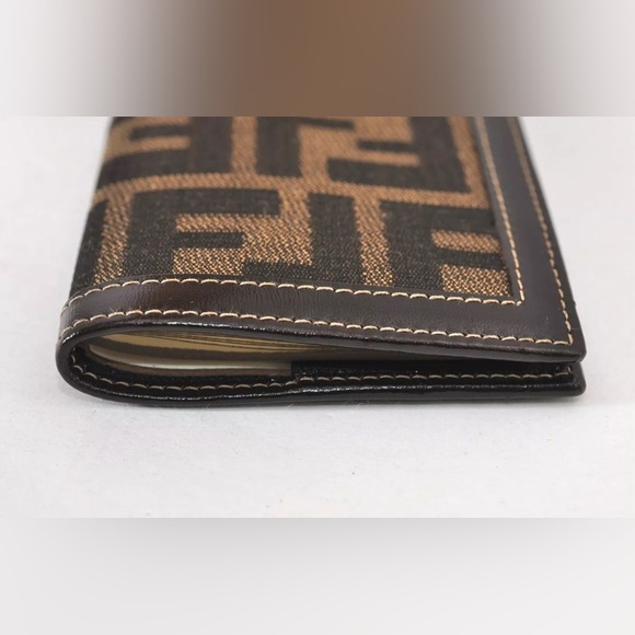 Authentic FENDI Zucca Agenda Notebook Cover Purse Canvas Leather Brown Box - Picture 7 of 16